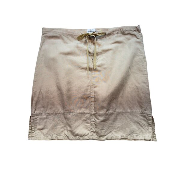 Calvin Klein Jeans Womens Mini Skirt Size 10 Beige Drawstring Slits Casual Y2K - Picture 1 of 8